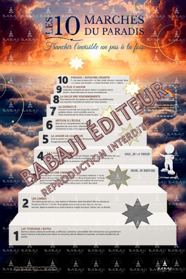 Poster Éducatif - Les 10 marches du Paradis une exclusivité de la Collection Spiritualité Jeunesse de BABAJI Éditeur
