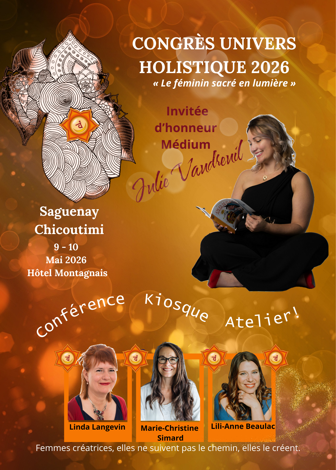 Julie Vaudreuil, médium, formatrice, conférencière, auteure et créatrice de la Collection Spiritualité Jeunesse , invitée d'honneur au Congrès Univers Holistique de Chicoutimi les 9-10 mai 2026